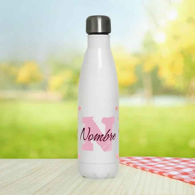 Botella inicial nombre - corazones | laTostadora