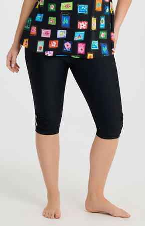 Keyhole Capri Swim Legging in Black