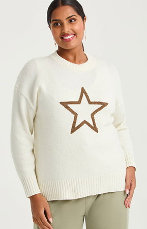 Boucle Star Jumper in Cream