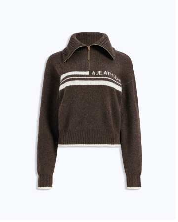 1/4 Zip Stripe Logo Knit