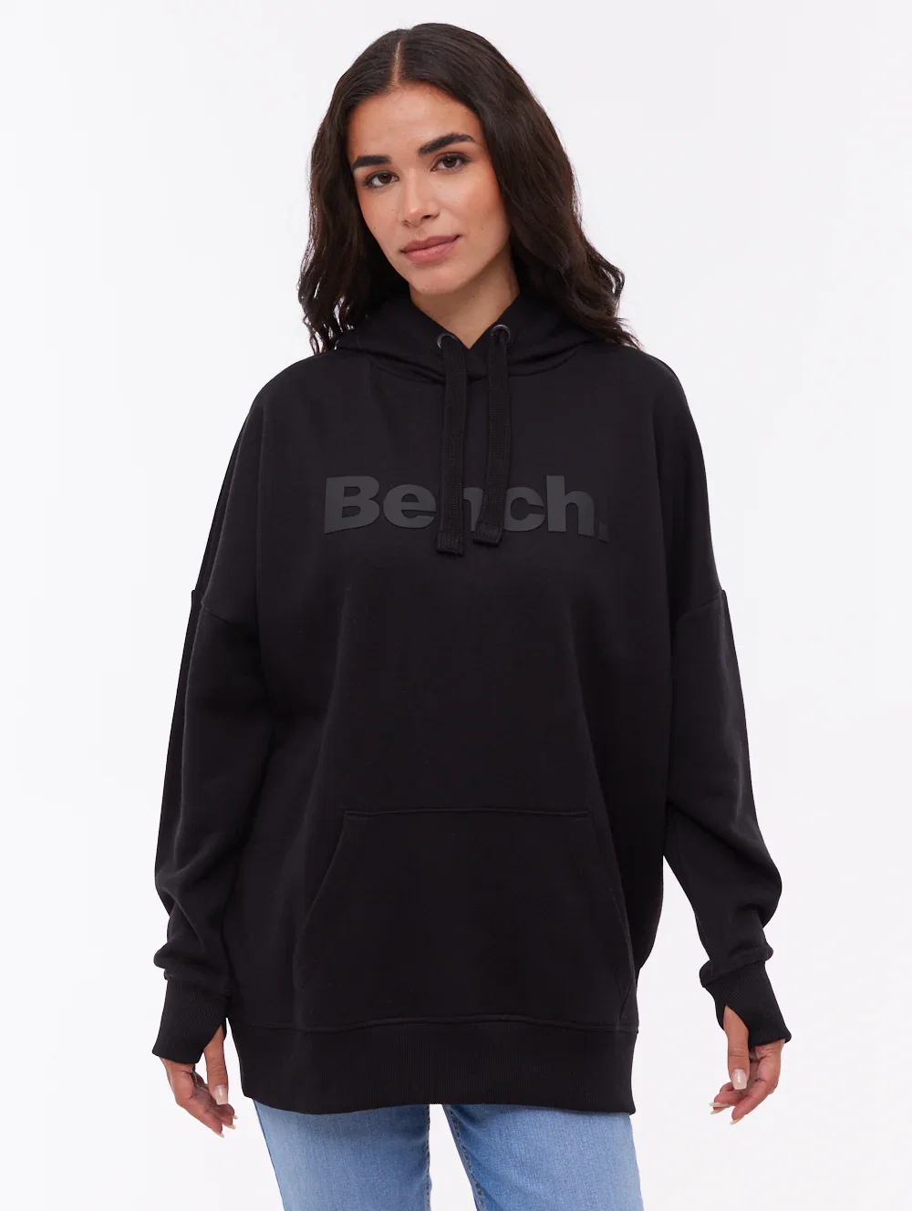 Image of Linra Oversize Tonal Logo Hoodie - Black