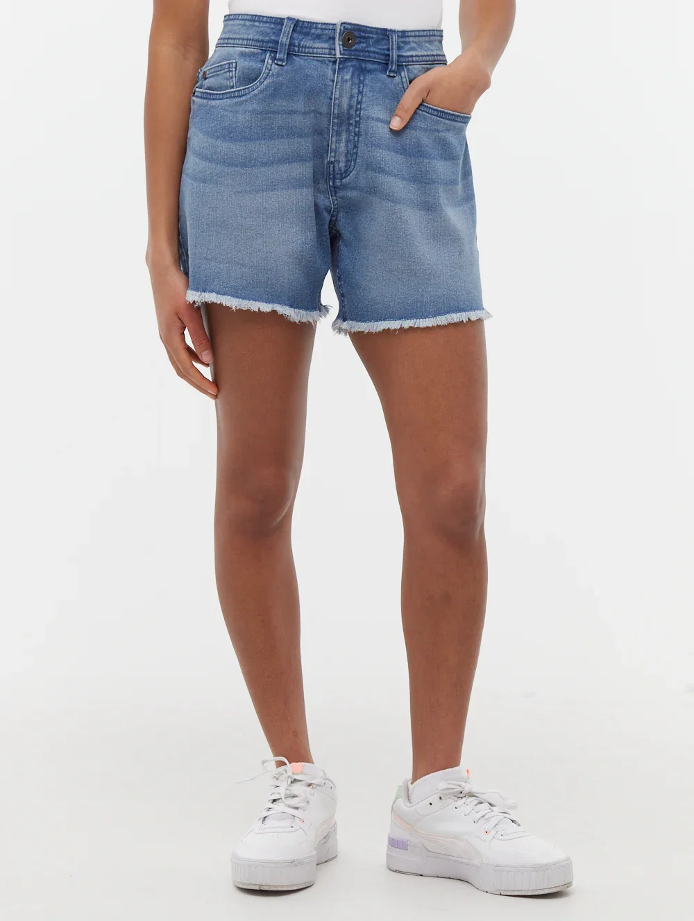 Image of Kaylie High Rise Jean Shorts - Blue