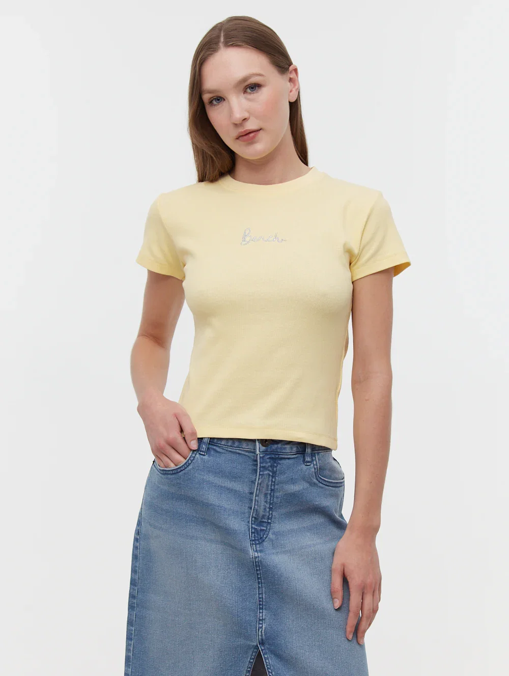 Image of Tarryn Script Emblem T-Shirt - Yellow