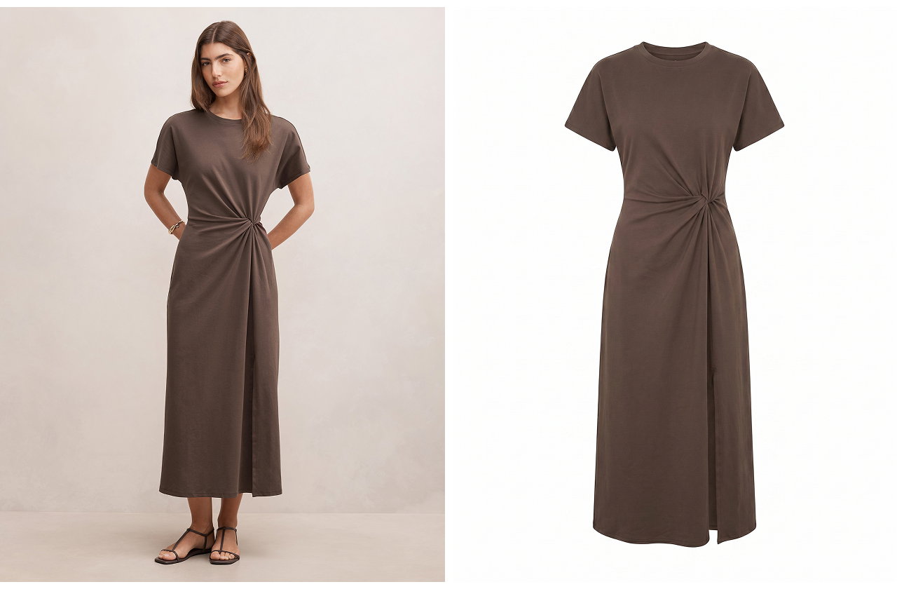 Rose T-Shirt Twist Midi Dress
