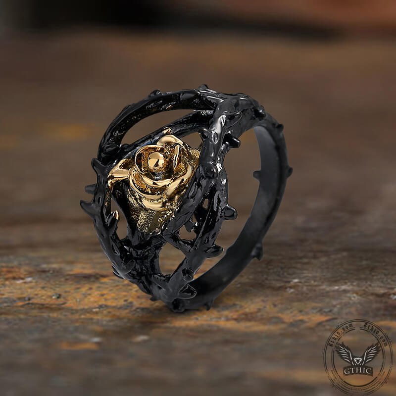 Image of Rose Thorns Stainless Steel Gothic Ring