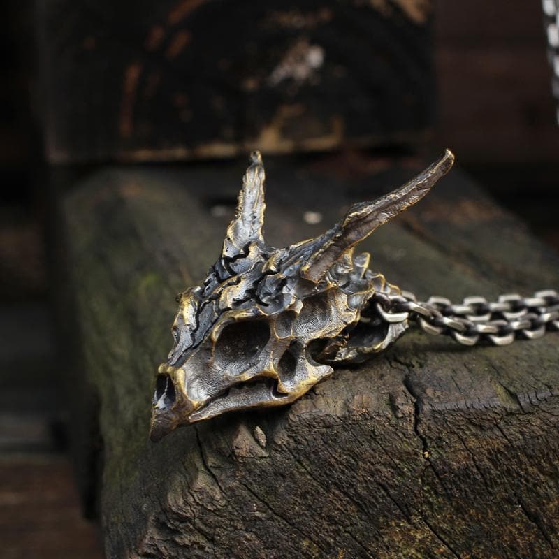 Image of Dragon Sterling Silver Mens Skull Necklace