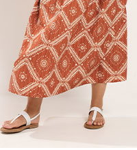 YOURS Curve Rust Orange Abstract Skirt