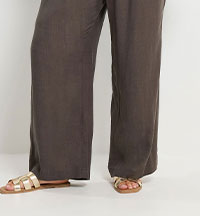 YOURS Curve Chocolate Brown Wide Leg Linen Trousers