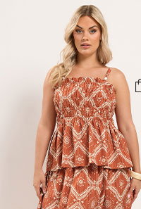 YOURS Curve Rust Orange Abstract Vest Top