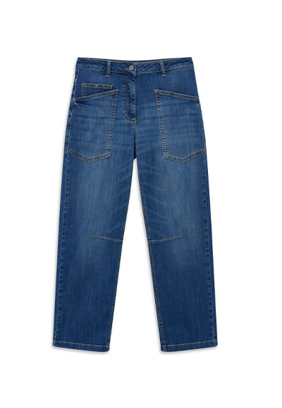 Jeans in Barrel-Form in blaugrau