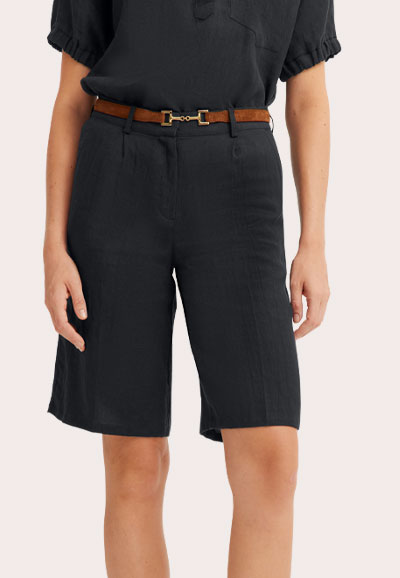 Shorts aus Leinen in schwarz