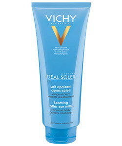 Vichy Idéal Soleil soothing after-sun milk moisturiser for face and body in blue tube