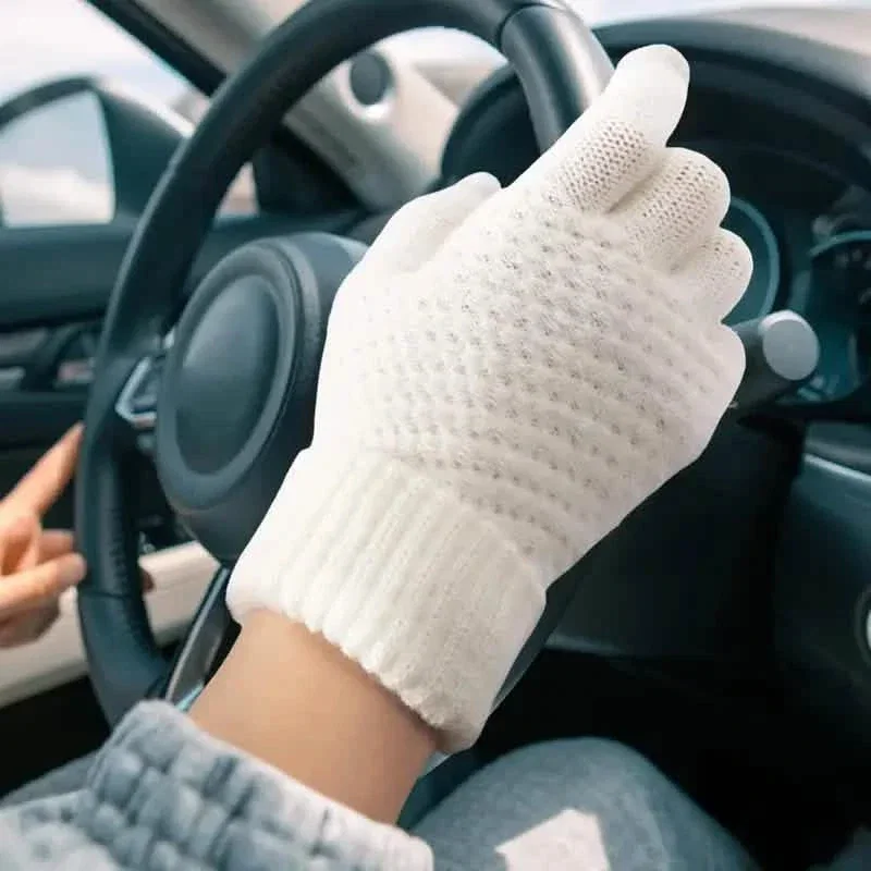 Image of Soft Touchscreen Winter Gloves Elastic Cuff Knit for Cold Weather