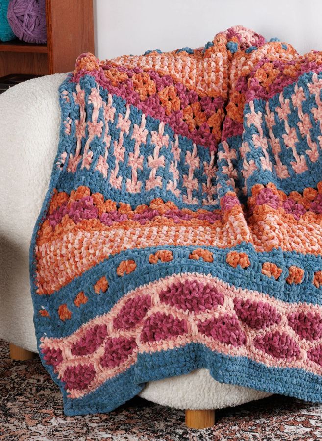 Free Sampler Stitched Crochet Blanket Pattern