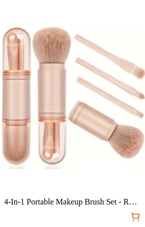 4-In-1 Portable Makeup Brush Set -...