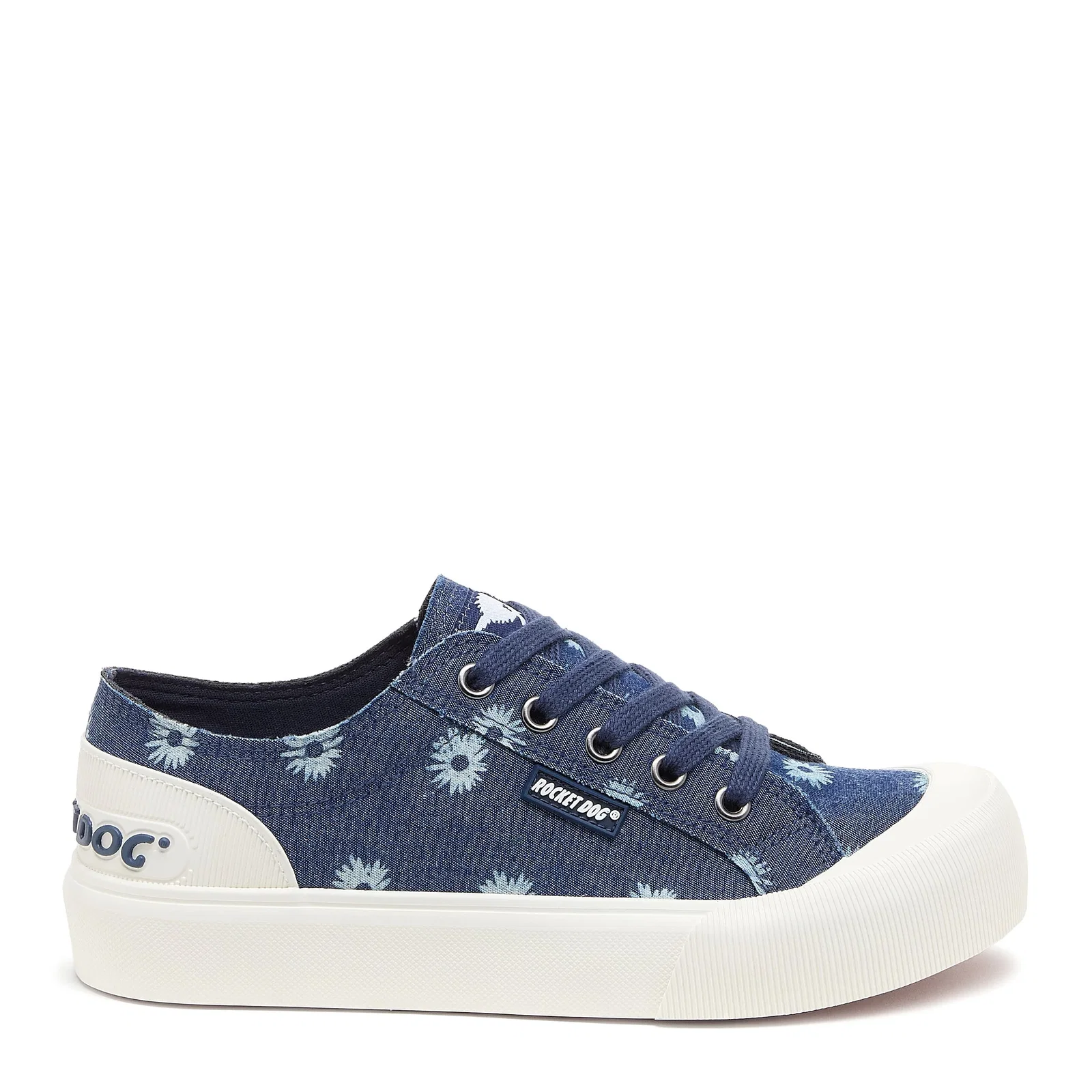 Image of Jazzin Plus Denim Blue Floral Print Trainers