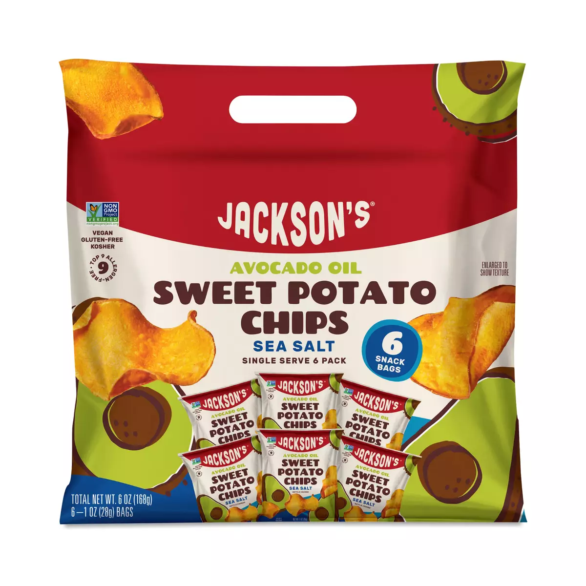 Avocado Oil Sweet Potato Chips, Sea Salt Snack Bags