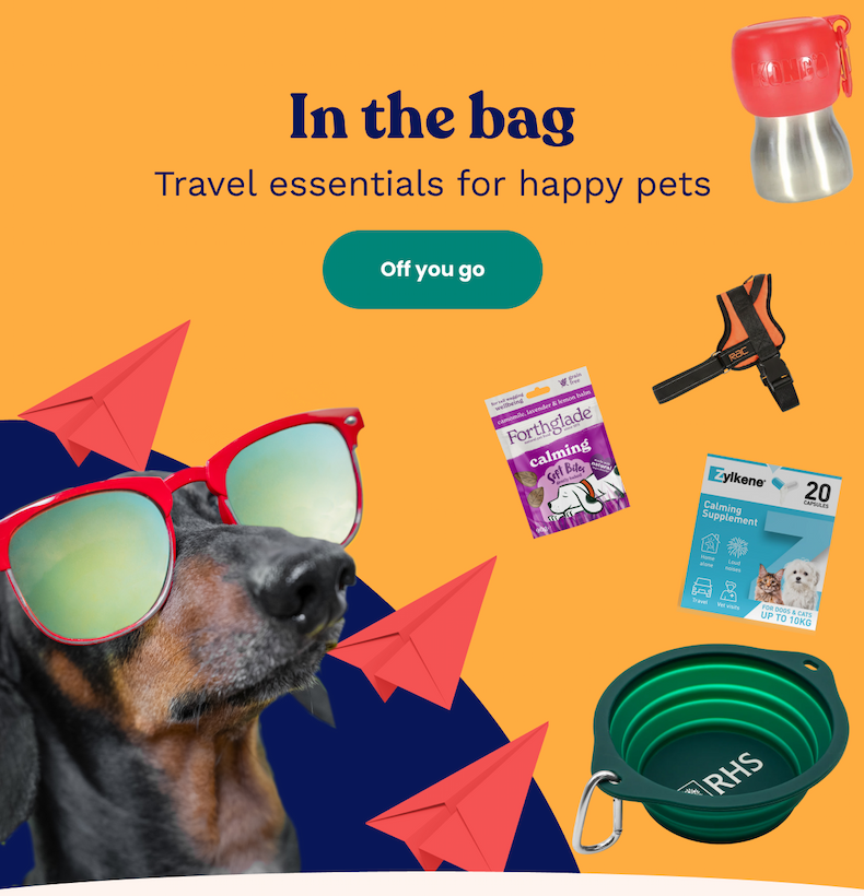 In the bag. Travel essentials for happy pets.