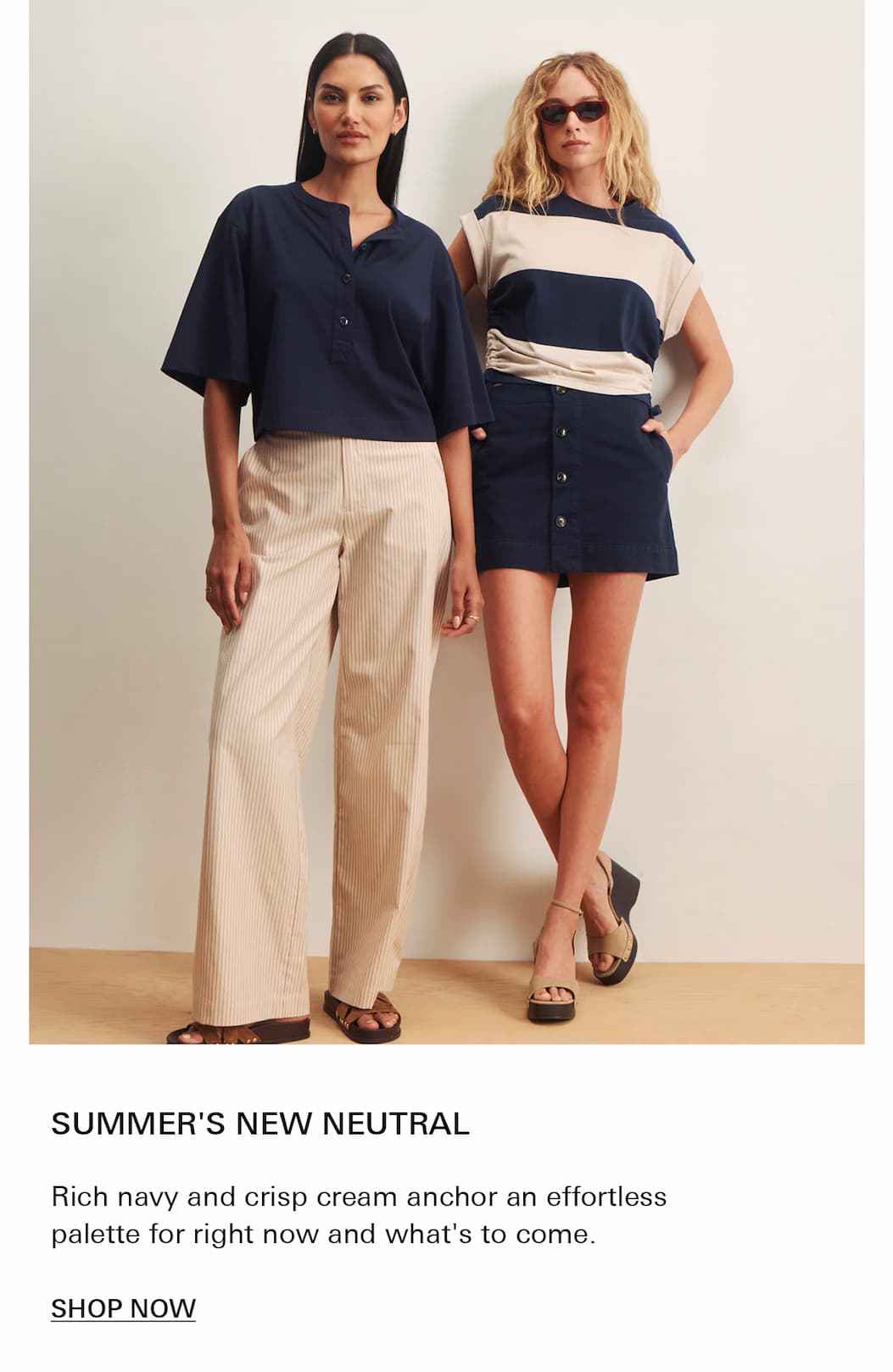 The Navy Blazer Edit featuring tops, skirts, tees, and pants