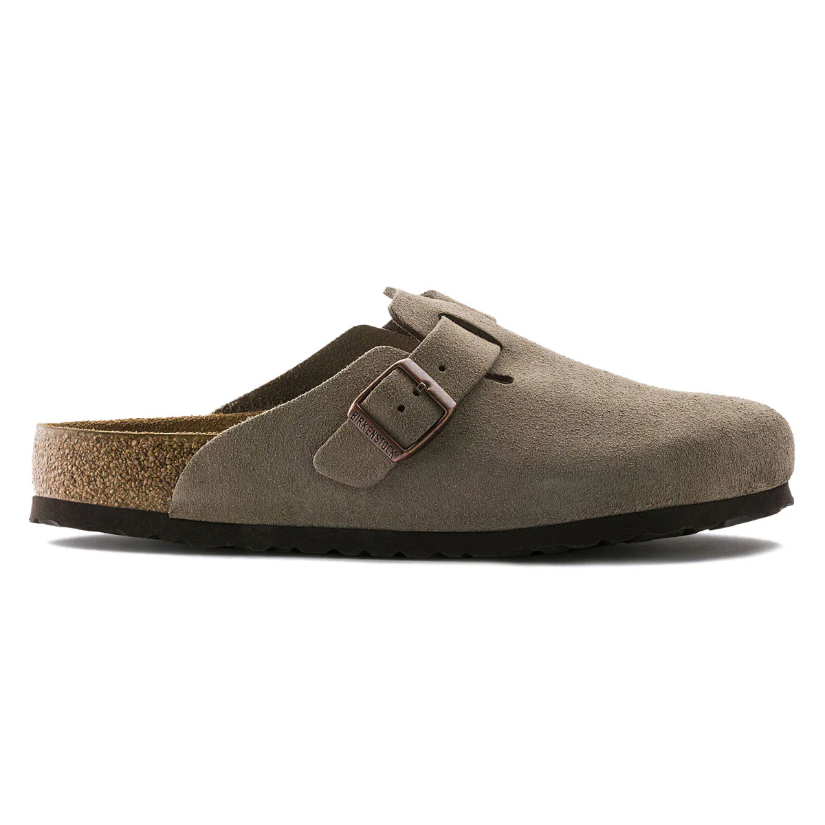 Image of Birkenstock Boston Soft Footbed Sandals - Taupe Suede