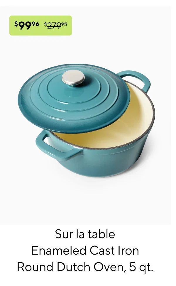 Sur la table Enameled Cast Iron Round Dutch Oven, 5 qt.
