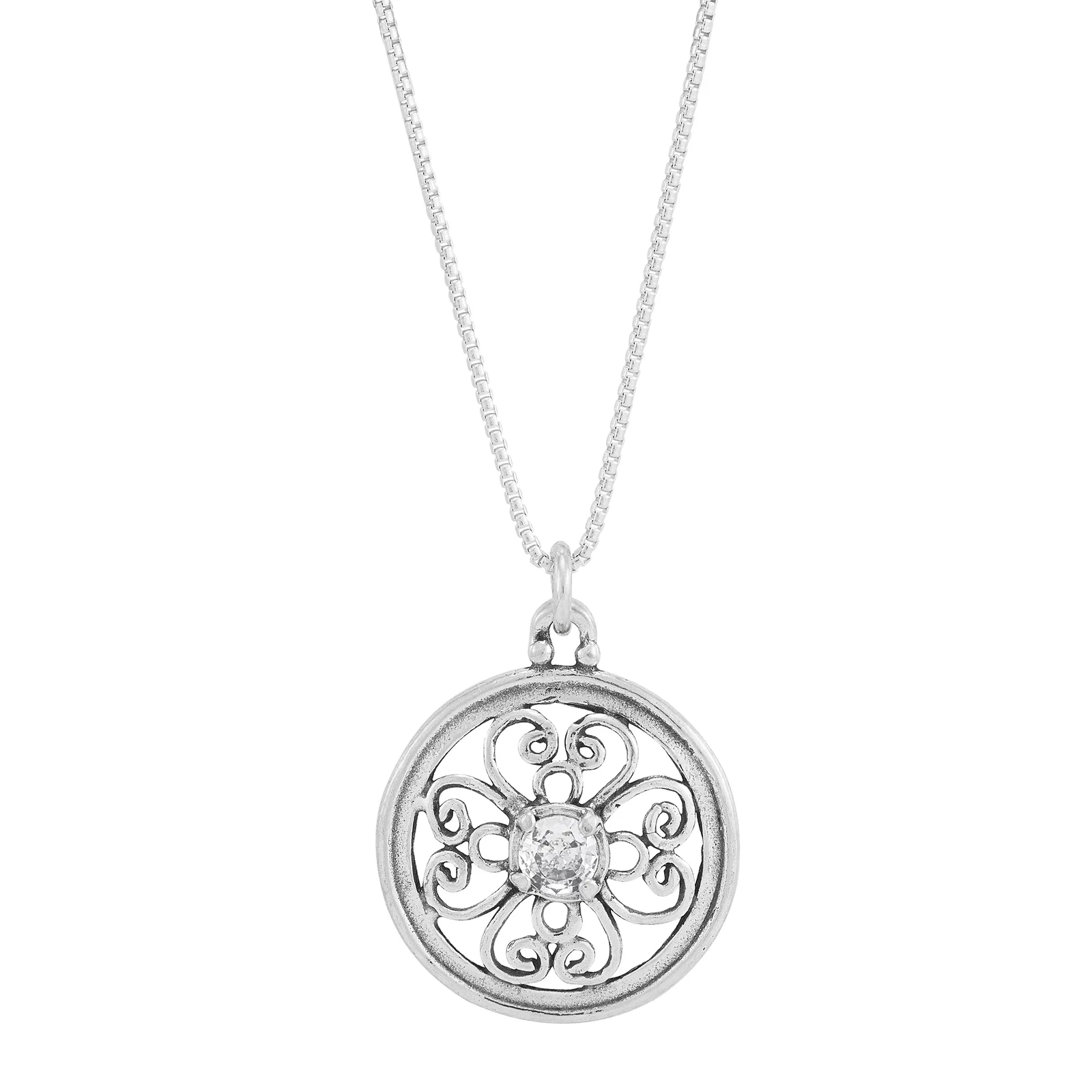 Mesmerizing Pendant Necklace, White Cubic Zirconia