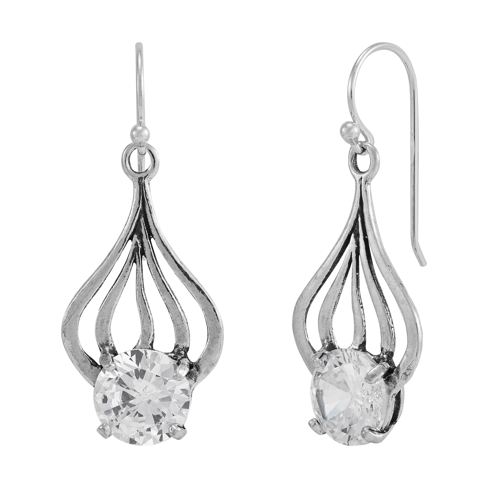 Fanfare Drop Earrings, White Cubic Zirconia