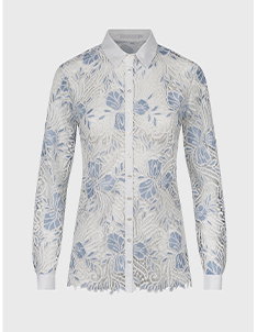 White Floral Eyelet Shirt With French Cuffs