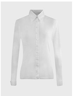 White Cotton Long Sleeve Shirt With Classic Collar and Front Buttons