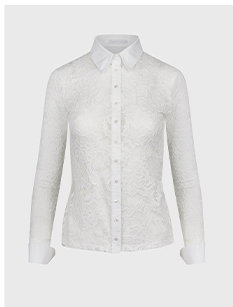 White Sheer Lace Shirt with French Cuffs