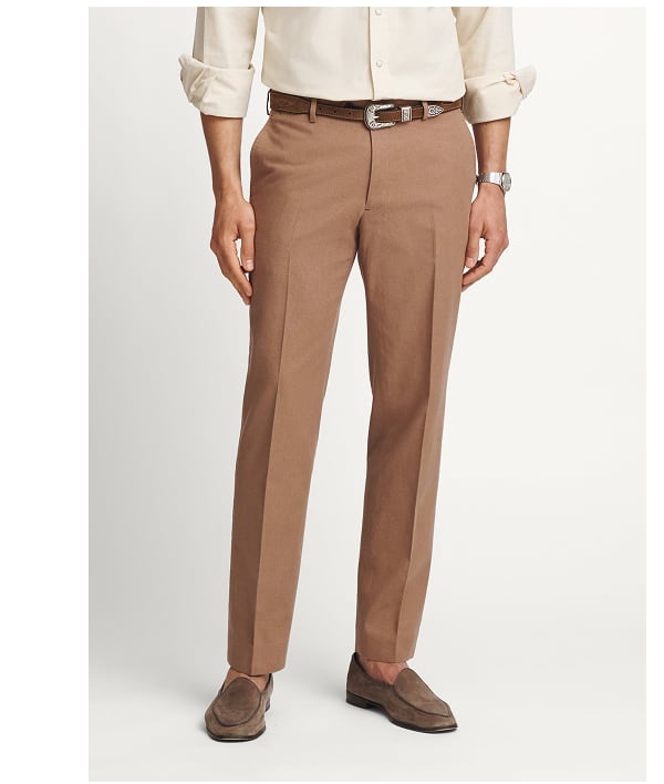 The Positano Cotton and Linen Dress Pant in Mocha