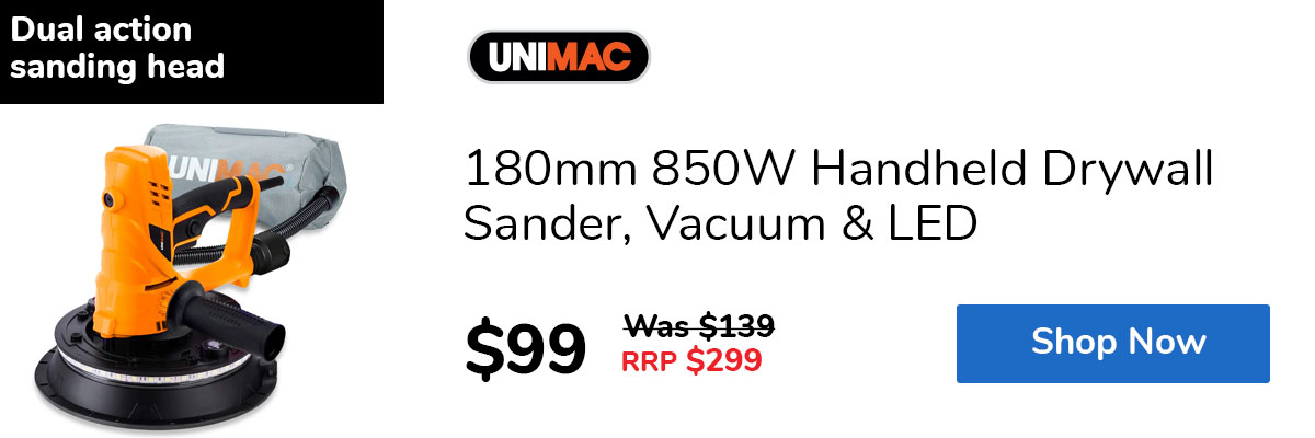 180mm 850W Handheld Drywall Sander, Vacuum & LED