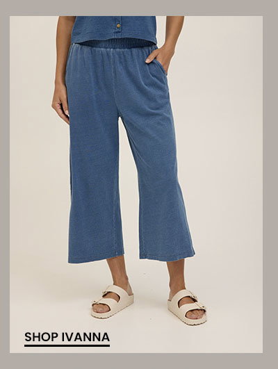 Ivanna Indigo Jersey Wide Leg Capri Pant