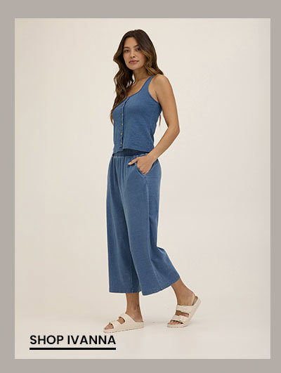 Ivanna Indigo Jersey Wide Leg Capri Pant