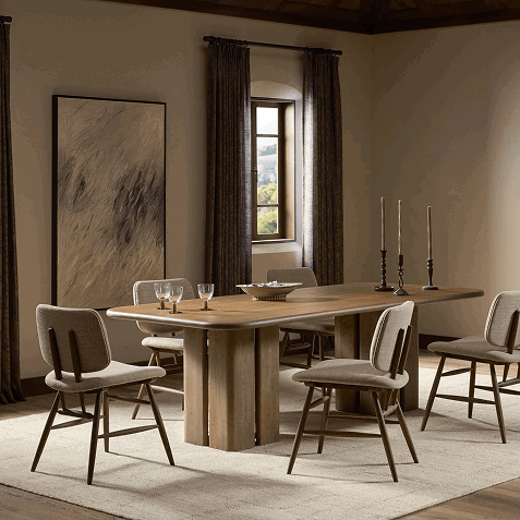 Rishi Washed Taupe Mango Dining Table