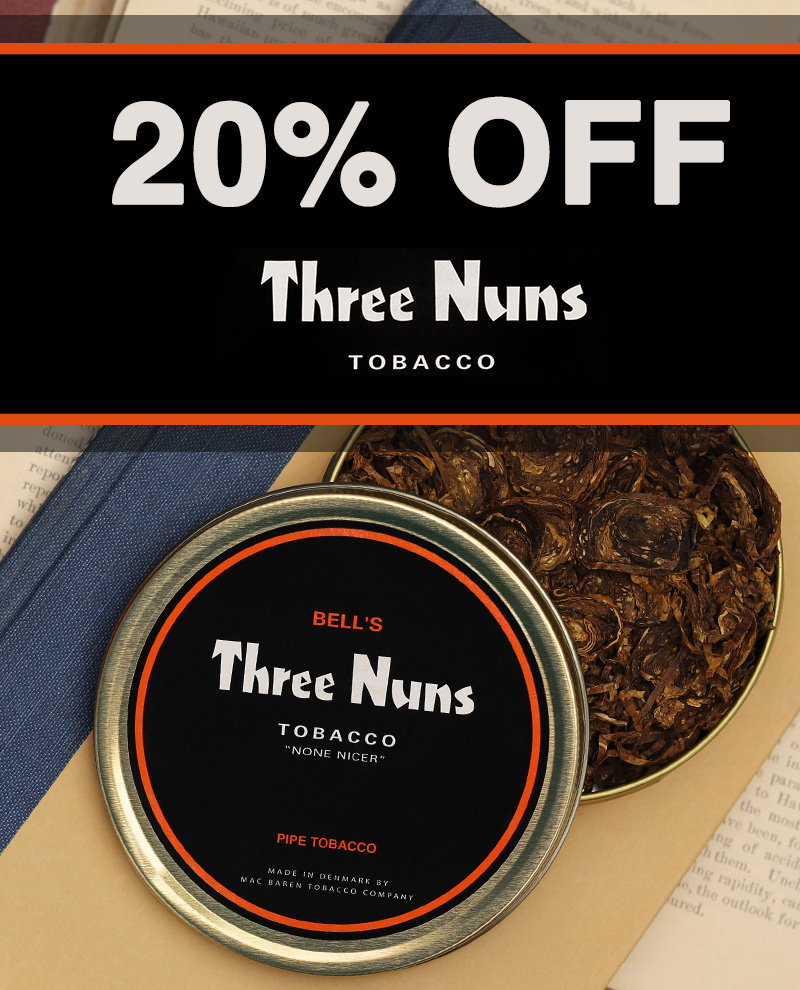 Receive 20% off Three Nuns pipe tobacco, through July 20 at 11:59 p.m. ET.