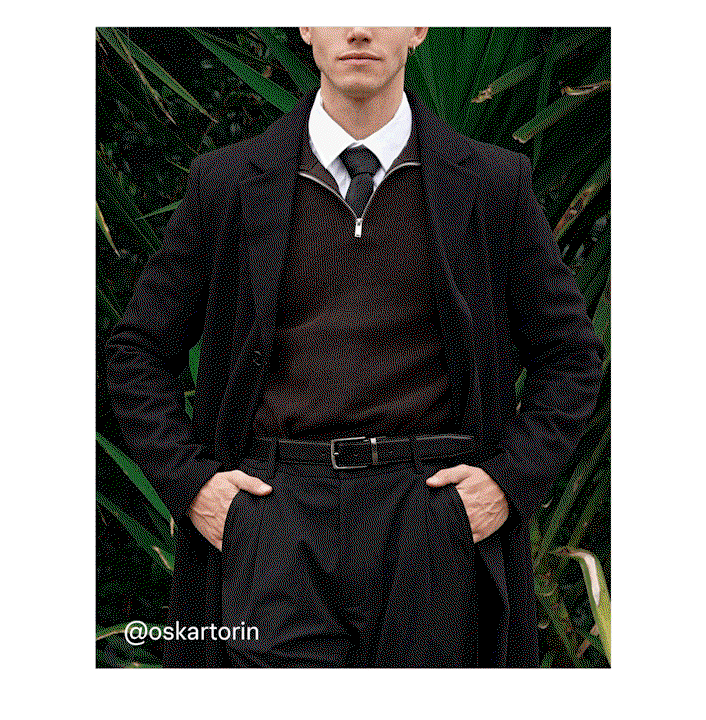 @oskartorin wears our hendon pleated pant as part of his winter uniform