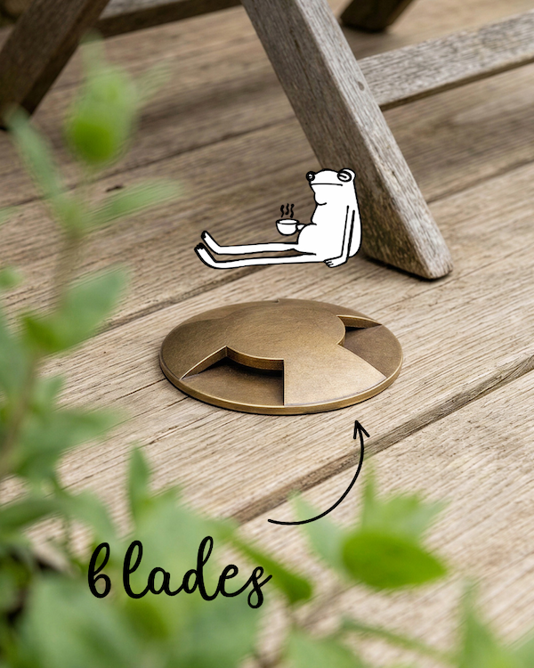 blades ip67 recessed deck light in aged brass