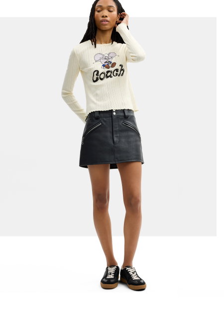 Coach | Brain Dead Kachi Mouse Graphic Long Sleeve Pointelle Top
