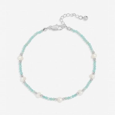 Inicio Sterling Silver Turquoise And Pearl Bracelet - Gift Pouch