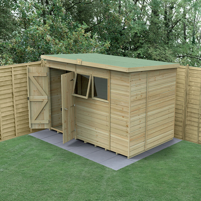 Image of 10' x 6' Forest Timberdale Tongue & Groove Double Door Pent Shed