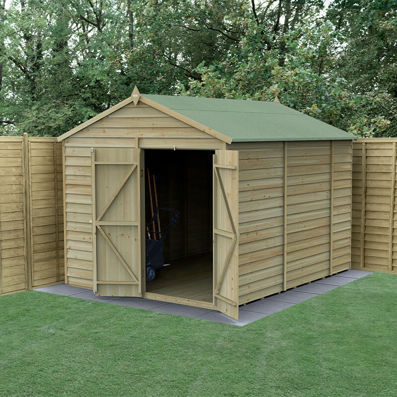 Image of 10' x 8' Forest 4Life Overlap Windowless Double Door Apex Wooden Shed