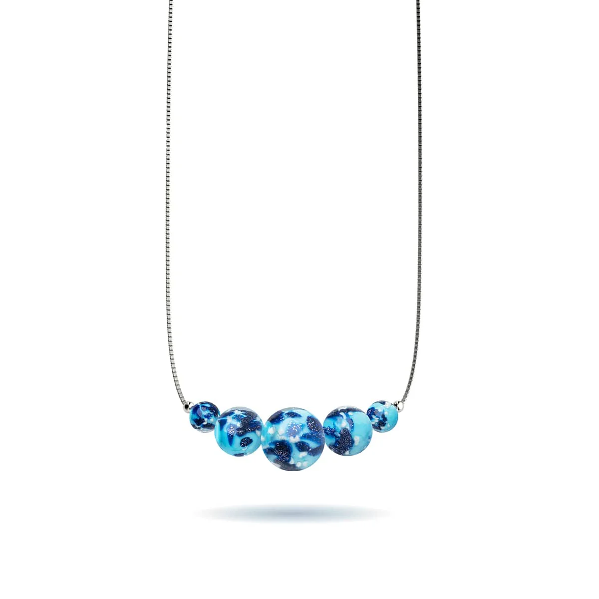 Image of NOGU Blue Seaspray | .925 Sterling Silver | Firefly Glass Infinity Clasp Necklace in Light Blue Silver