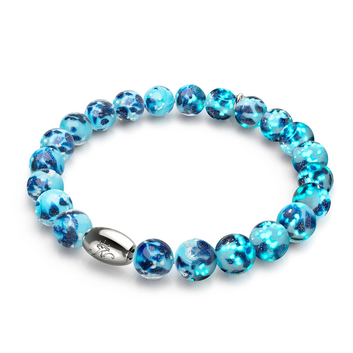 Image of NOGU Blue Seaspray | .925 Sterling Silver | Firefly Glass Bracelet in Turquoise Silver