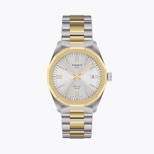 Tissot PRC 100 Solar 34mm Women's Two Tone Bracelet Watch