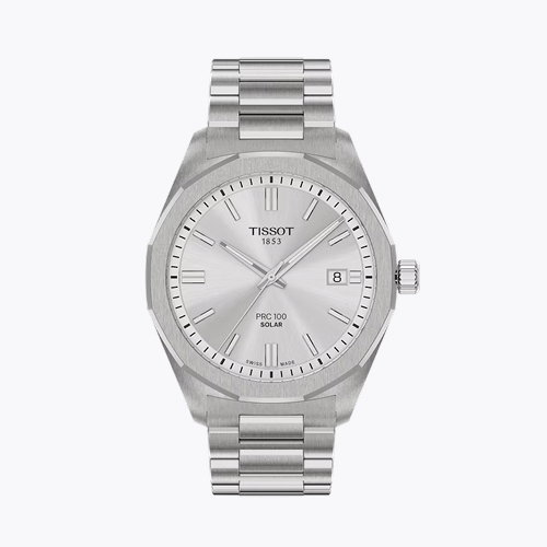 Tissot PRC100 39mm Solar Silver Dial & Stainless Steel Watch