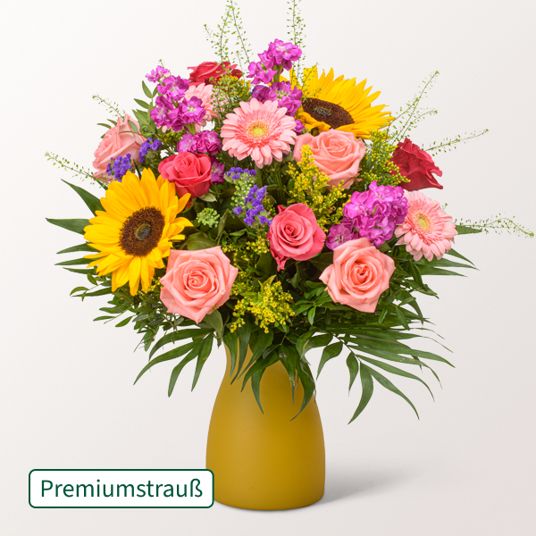 Wunderschöner Premiumstrauß Sommerglühen mit 2 Gratis-Geschenken für 62,99 €