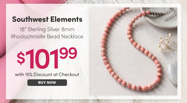 Southwest Elements - Sterling Silver 8mm Rhodochrosite Bead 18" Necklace | $101.99 – Price with 15% Discount Applied at Checkout
