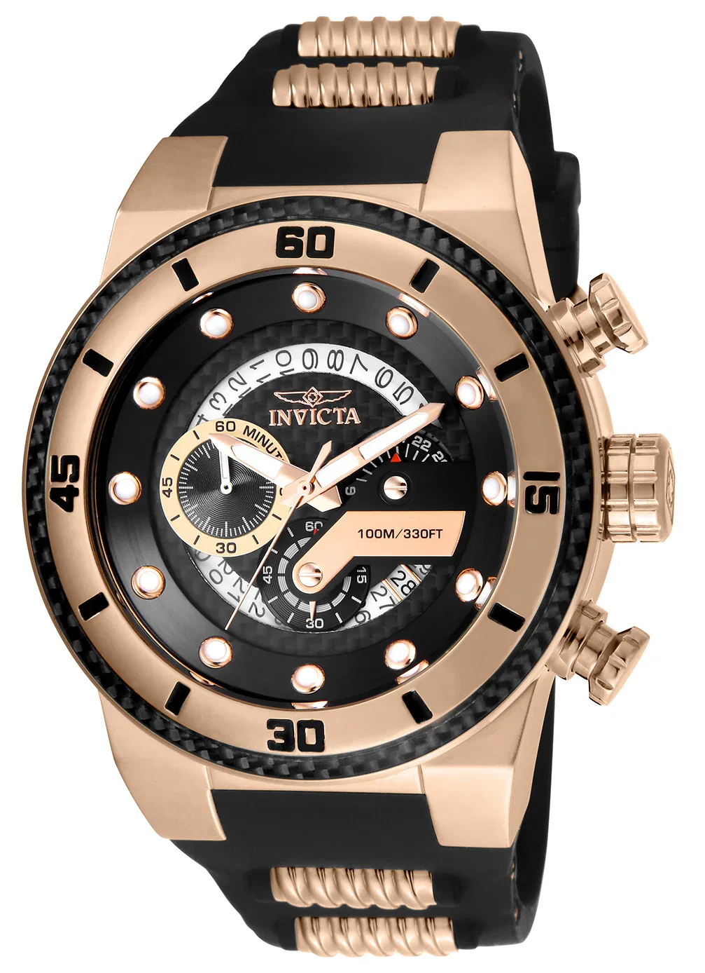 Image of Invicta Men's 51mm S1 Rally Quartz Chronograph Carbon Fiber Bezel Silicone Strap Watch