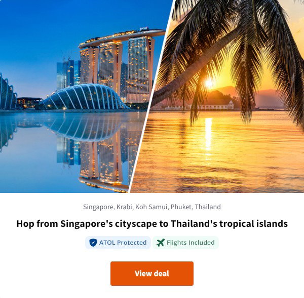 Hop from Singapore's cityscape to Thailand's tropical islands